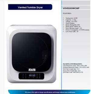 Nouvelle Gamme : Sèche-Linge VOVD205GYCWF - Offre de Déstockage