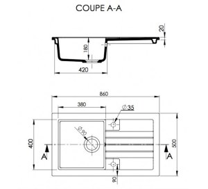 Evier Encastrable en céramique 1 cuve +Egoutoir