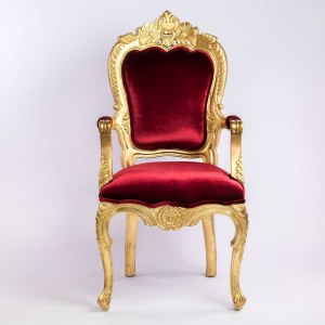 Grossiste chaise de style bois doré et velours rouge