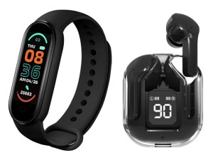 Bracelet Connecté et Écouteurs Bluetooth 5.3 Sans Fil TWS - Étanche IP67 et Autonomie...