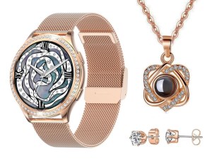 Montre Connectée avec Bracelet Milanais et Parure de Bijoux - Bluetooth 5.2 - Écran 1...