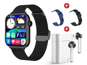 Pack Montre Connectée et Écouteurs Bluetooth 5.0 TWS - Écran 1,85", Appels et Suivi San...