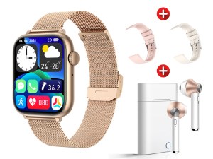 Pack Montre Connectée et Écouteurs Bluetooth 5.0 TWS - Écran 1,85", Appels et Suivi San...