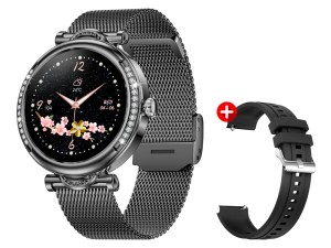 Montre Connectée avec Cadran Strass - Écran HD 1,27 Pouce - Bluetooth 5.2 - Bracelet Mi...