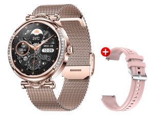 Montre Connectée avec Cadran Strass - Écran HD 1,27 Pouce - Bluetooth 5.2 - Bracelet Mi...