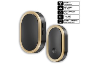 Sonnette Sans Fil avec Carillon - Portée 300 m, 36 Mélodies, Volume Réglable, IP44