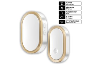 Sonnette Sans Fil avec Carillon - Portée 300 m, 36 Mélodies, Volume Réglable, IP44