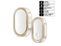 Sonnette Sans Fil avec Carillon - Portée 300 m, 36 Mélodies, Volume Réglable, IP44