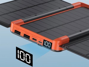 Batterie Externe Solaire 20000 mAh - Charge Rapide, Écran LED, Sans Fil Qi, Torche Inté...