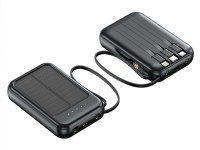 Batterie Externe Solaire 5000 mAh - Charge Rapide, Indicateur LED, Câbles Intégrés, Tor...