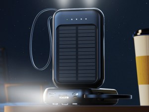 Batterie Externe Solaire 5000 mAh - Charge Rapide, Indicateur LED, Câbles Intégrés, Tor...