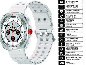 Montre Connectée Sport Homme avec Appels, Suivi Santé, Multisports, Écran 1,46", Étanch...