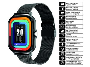 Montre Connectée avec Appels, Suivi Santé, Écran 1,69", Multisports, Étanche IP67