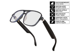 Lunettes Connectées avec Audio Intégré, Commandes Tactiles, Déclencheur Photo, Verres...