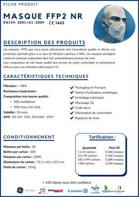 Masques FFP2 EN14683 et Type IIR - Meilleurs prix