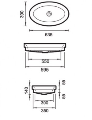 Vasque Sanitana Oval Encastrable 635x390x140
