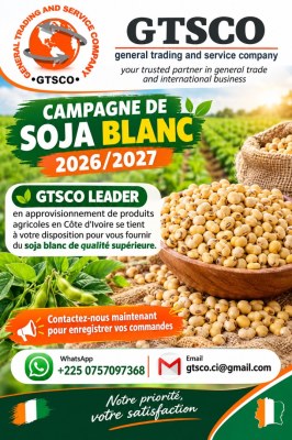 Fournisseur du soja blanc recherche des contrats d'approvisionnement