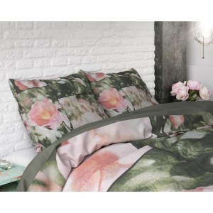 "Flower Fashion Art" Set 2/3 pcs Parure de Lit 100% Coton Housse de Couette+Taie d'Orei...