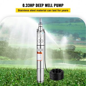 Pompe de Puits Profond Forage Pompe à Eau Immergée 1020L/H 250W Acier Inox