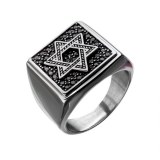 BAGUE HOMME ACIER ETOILE DE DAVID ET ZIRCONIUM FR22302