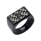 BAGUE ACIER HOMME DIAMANT VERITABLE ET CARBONE FRDM18358