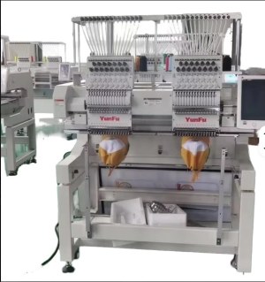Automatic Embroidery Machine with 2 Heads High Speed 1200 Rpm for T-shirts Caps AGBADA...