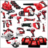 Milwaukees Red Cordless 4-in-1 Field Tool Set Electric Wrench Drill Angle Grinder Hamme...