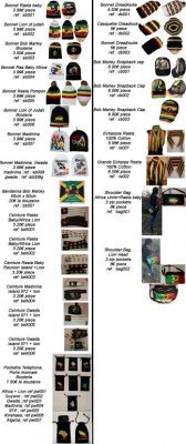 Accessoires Rasta, roots, reggae, sac rasta,echarpes, bonnets rasta dreadlocks, ceintures