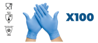 Gant Nitrile Bleu non poudrée médical - prix par 3 colis