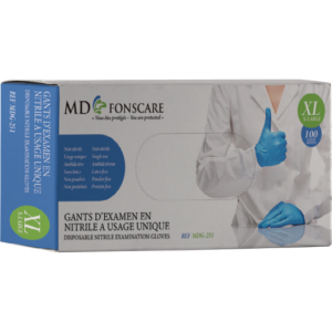Gant nitrile MD non-poudré, médical, bleu dispo immédiate