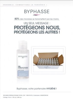 FLACON DE GEL HYDROALCOOLIQUE 100 ML À BOUCHON POUSSOIR