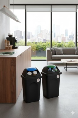 STEFANPLAST poubelle en plastique à couvercle bascule 30L