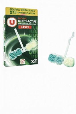 U set de 2  Blocs WC Multi-actifs -Fraicheur Eucalyptus & Javel anti-tartre