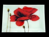 PLAT COQUELICOT EN VERRE 35x20cm