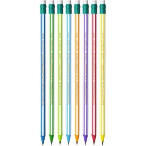 GommeCrayons à Papier HB avec Gomme Intégrée - 8 unités - Couleurs Assorties - BIC