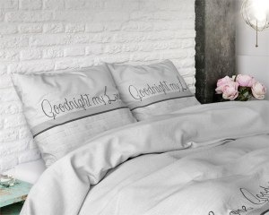 "Goodnight My Love" Set 2/3 pcs Parure de Lit Coton Mélangé Housse de Couette+Taie d'Or...