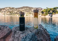 Gourde en verre et bambou