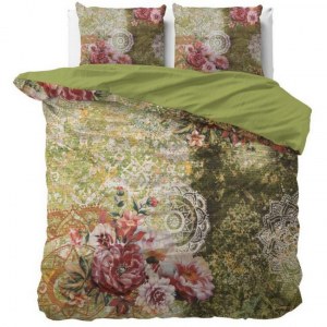 "Green Flower Art" Set 2/3 pcs Parure de Lit 100% Coton Housse de Couette+Taie d'Oreill...