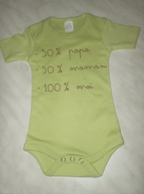 Tee-shirt bébé ;sérigraphie; phrase humour