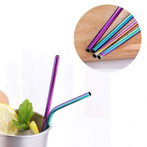 SET DE PAILLES ARC-EN-CIEL EN MÉTAL MSS-300