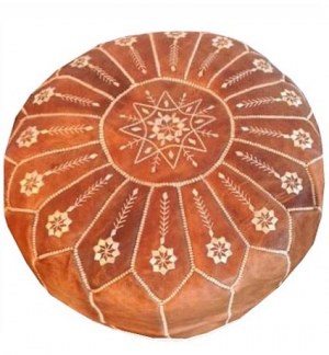 Moroccan pouf leather luxury ottomans footstools white