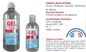 Gel à base d’alcool – Palettes de 576 flacons 500 mL – 80 € la palette – Usage technique