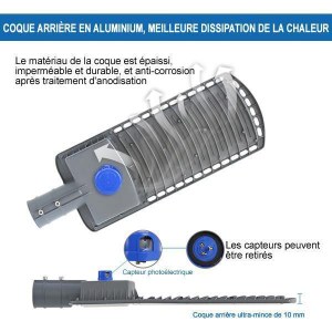 Lampadaire LED filaire extérieur - Allumage automatique - Série NIGHT - 150 Watts - 15...