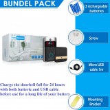 Lot de sonnette vidéo connectée avec 3 batterie rechargeable et carillon