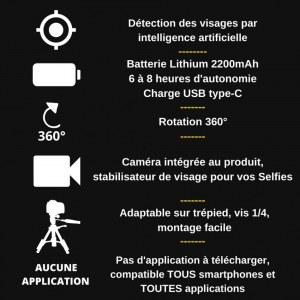 Support à rotation 360° automatique pour smartphone