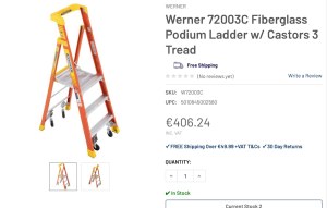 Destockage exclusif  Lot d'Echelle WERNER FG PODIUM W/CASTERS 2T 3T 4T 5T 6T 8T Neuf...