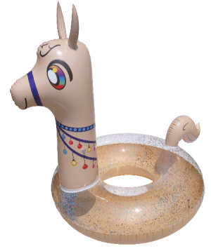 Déstockage – Lot 4 887 bouées gonflables pailletées (flamant, licorne, lama)