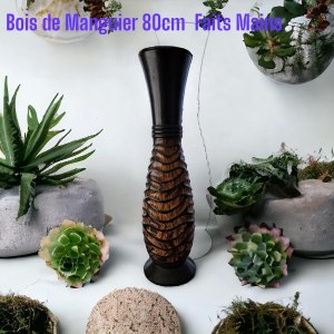 Vases et Bougeoirs en Manguier et Bambou – Faits Main, Élégance Naturelle