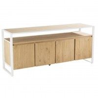 Bahut 4 portes en pin vernis naturel