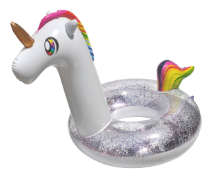 Déstockage – Lot 4 887 bouées gonflables pailletées (flamant, licorne, lama)